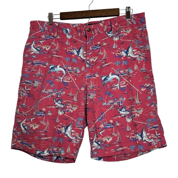 Chaps Men's Cotton Bermuda Shorts Marlins Swordfish Sailboats Size 34 - Picture 2 of 6